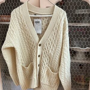 Brandy Melville Cream Knit WOOL cardigan Sweater